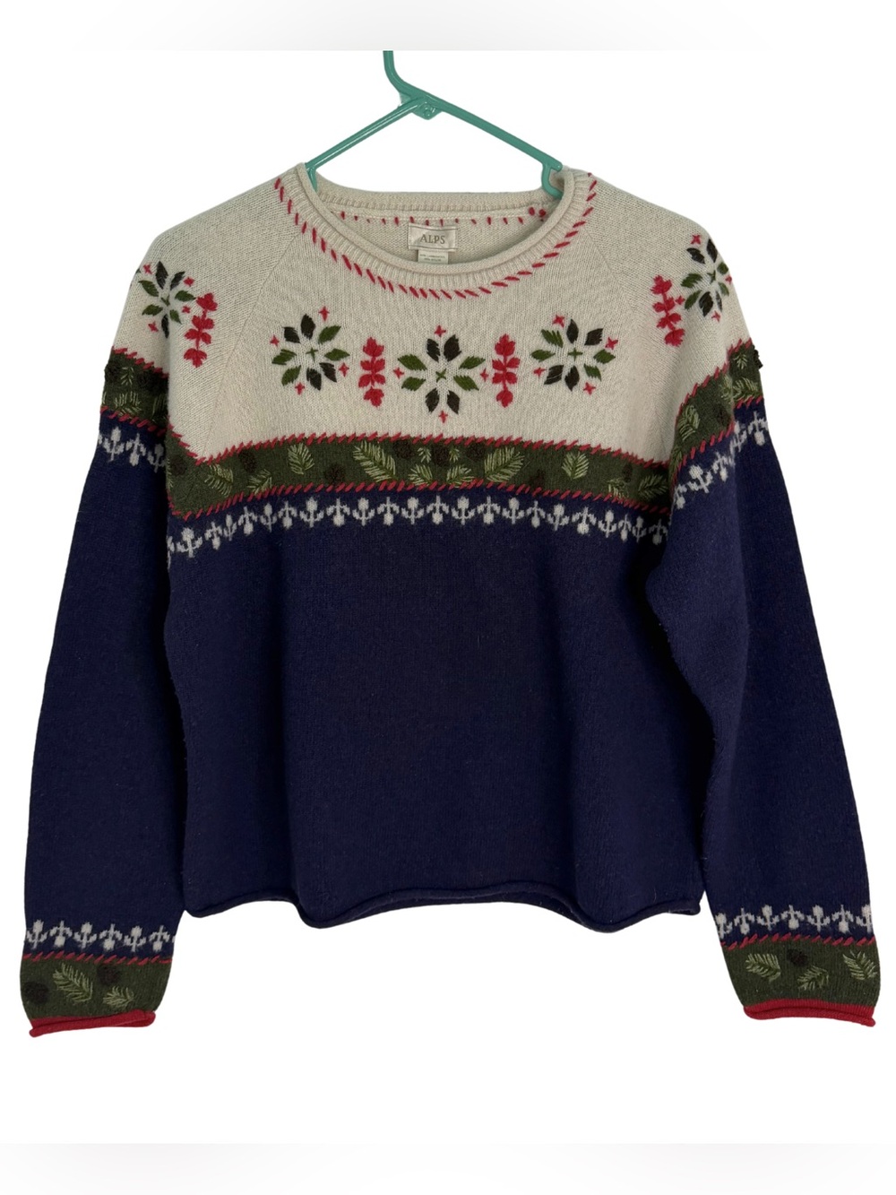 Alps Lambswool Winter Christmas Crewneck Sweater Size Large